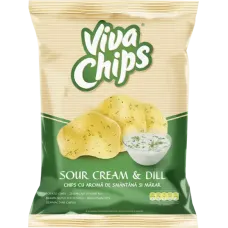 Viva - Sour Cream & Dill Flavour Crisps / Viva Chips Smantana & Marar 100g