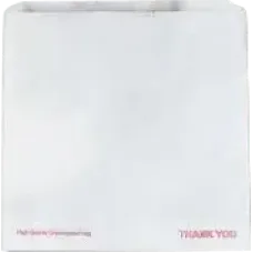 White Printed Thank You Grease Resistant Bags (25x25cm) 1x1000pcs