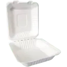 Square White Bagasse Meal Box (220x200x77mm)